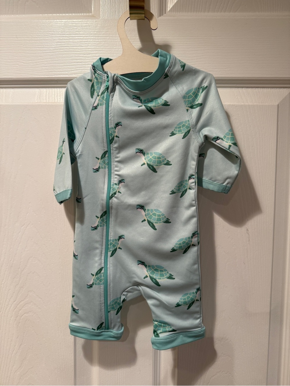 Monica & Andy Turtle Print Swim Romper 3-6M